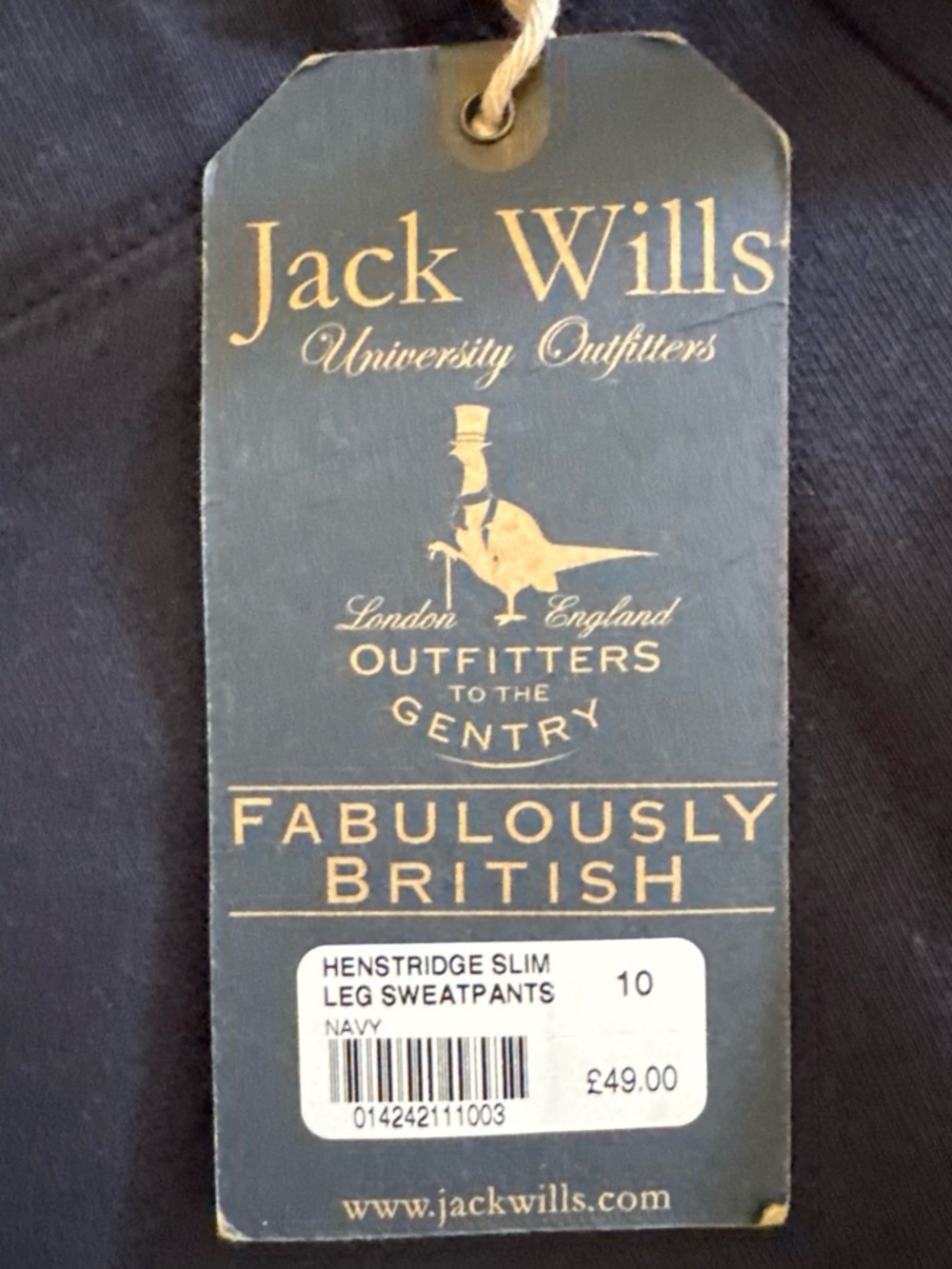 Jack Wills Navy Slim Joggers with Red Logo